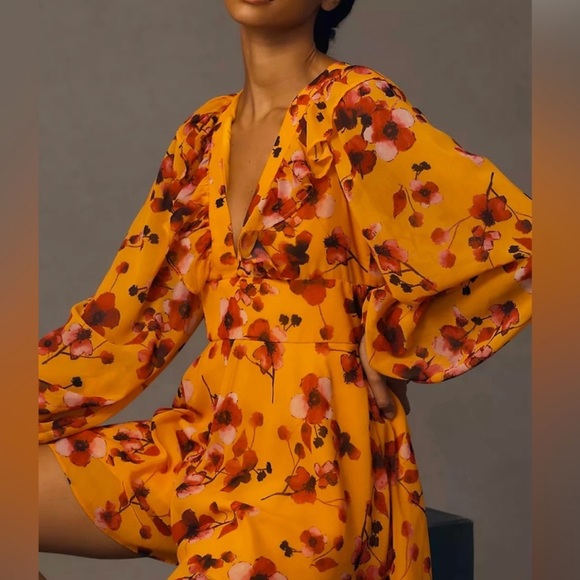 Anthropologie Hutch Long Sleeve Deep V Romper - Picture 3 of 4